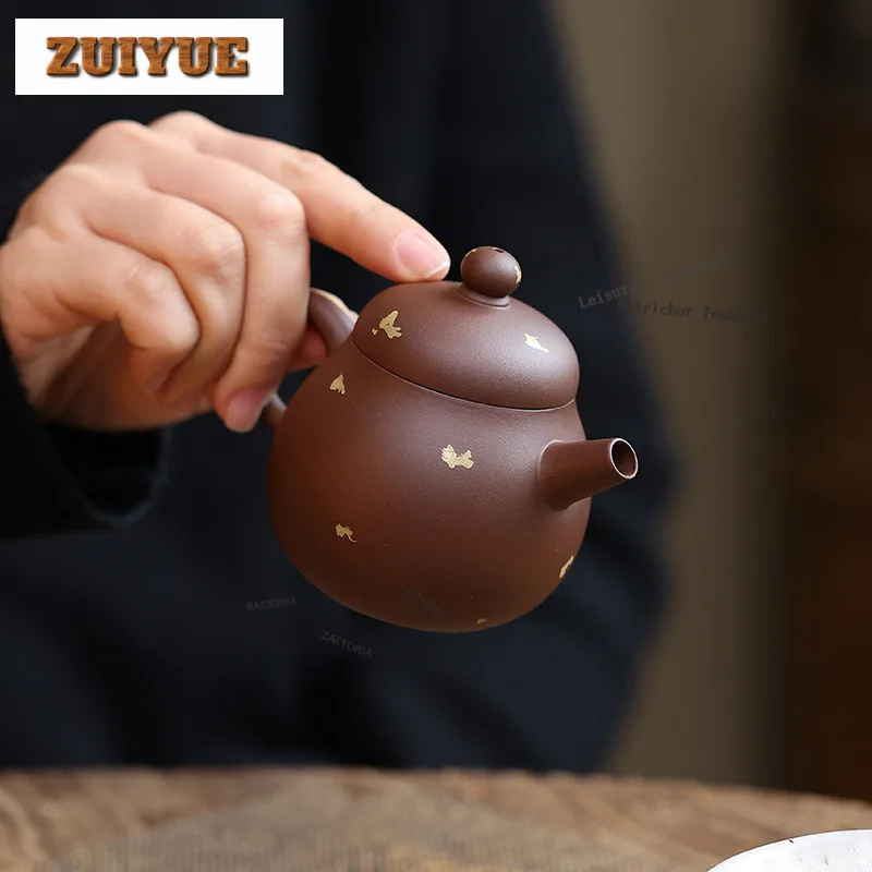 Ancient Yixing Purple Clay Teapots Handmade Jade Pearl Or Eggplant Pot Raw Ore Sprinkle Gold Black Star Mud Kettle Zisha Tea Set