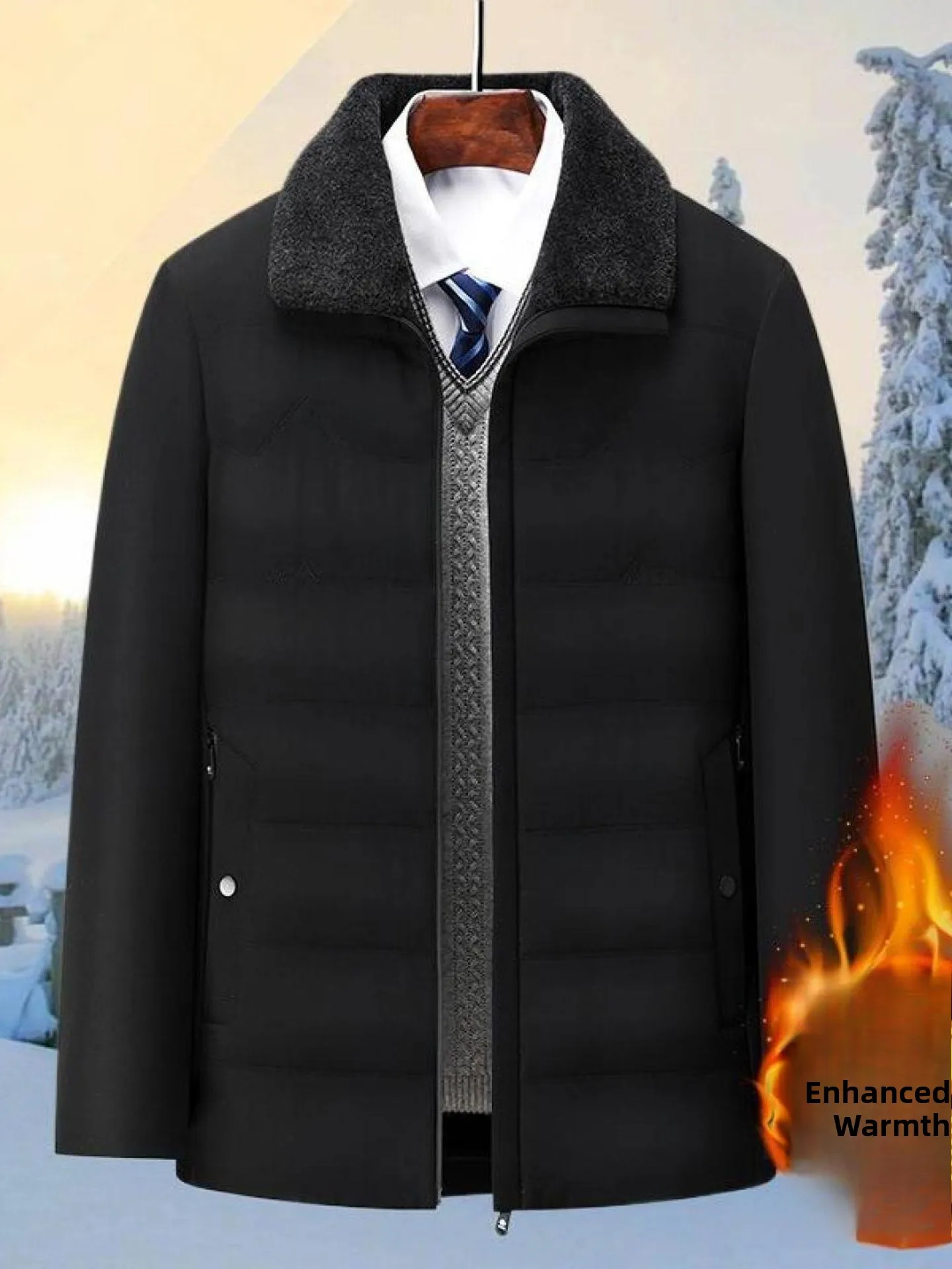 

Men's Winter Thiened Fce Lined Cotton Jaet Dad Sle Coat ly andpa Faionable Urban Home Wear Stand Fit Lon...
