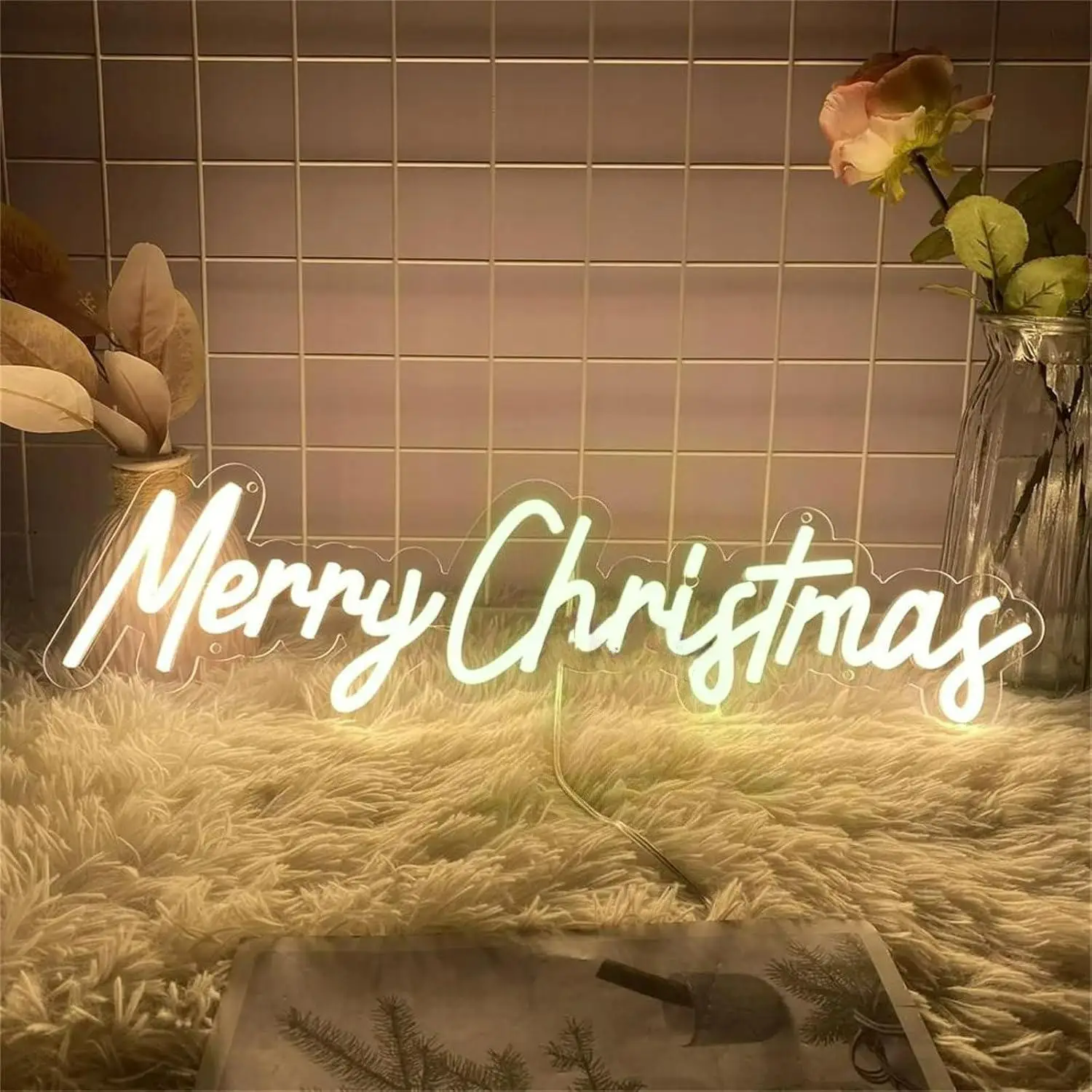 Merry Christmas Neon Sign USB Powered Dimmable Neon Lights For Home Xmas Party Bedroom Living Room Wall Decor Gifts Night Light