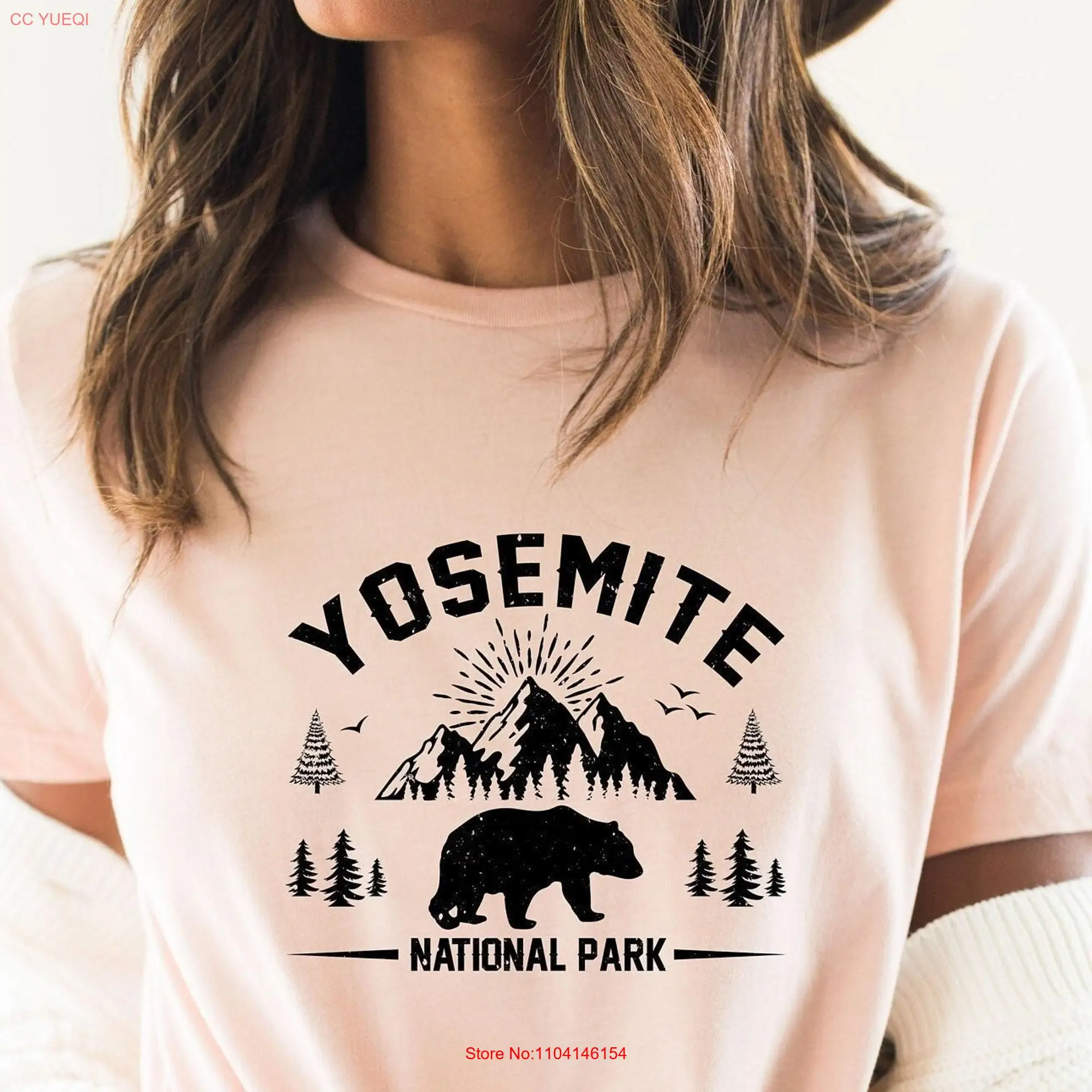 Yosemite T Shirt National Park Mountain Hiking Half Dome s Soft style ShirtRS281 long or short sleeves