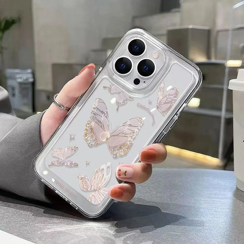 Capa de telefone suave e transparente para Xiaomi, Redmi Note 13, 12 Pro Plus, 5G, 12S, 11, 10S, 10S, 10, borboleta, rosa, capa de flor, 13C