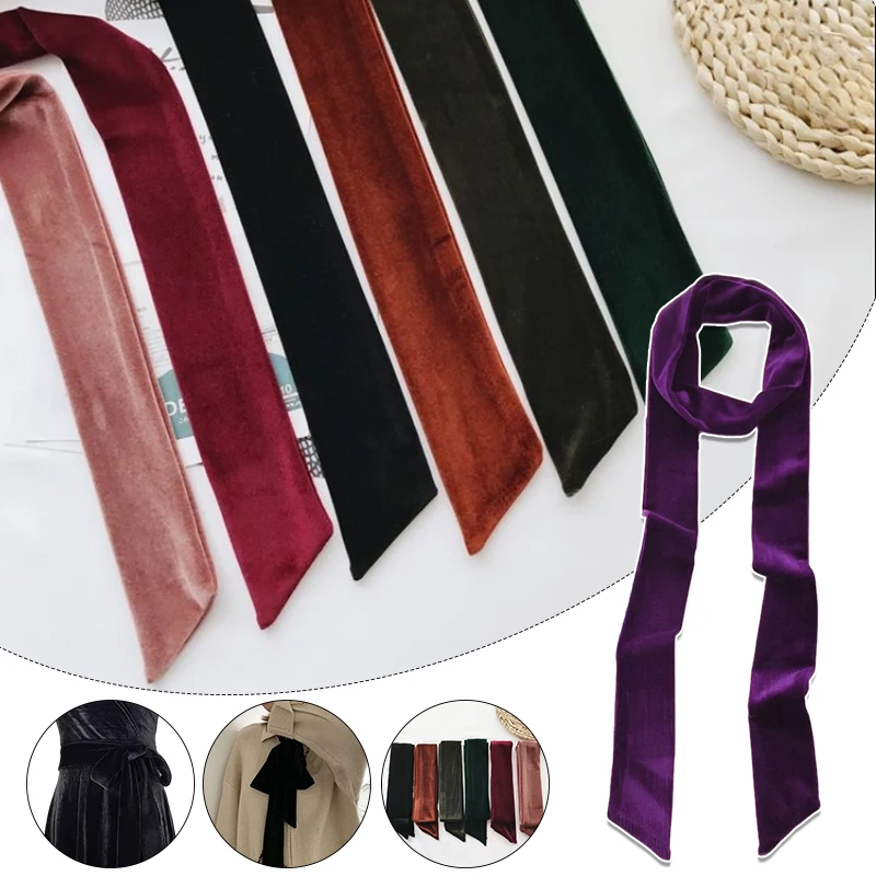 150cm Golden Velvet Waist Belt Multi-purpose Sash Strap Hair Band Scarf All-match Bag Strap Ribbon Velvet Fashion Belts