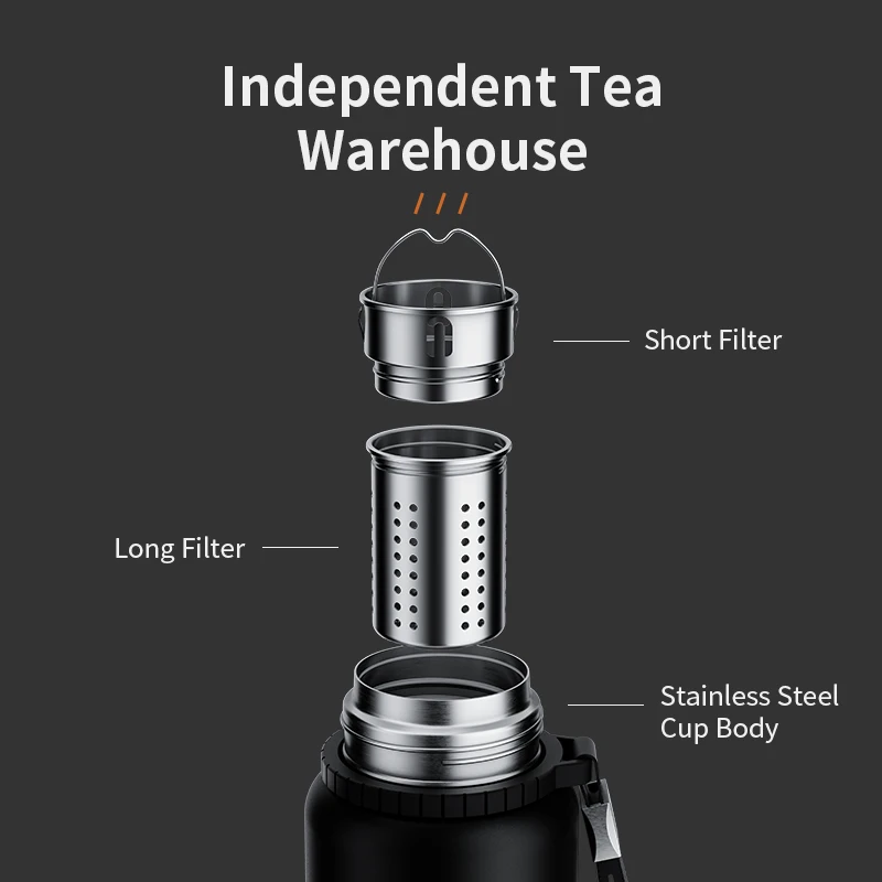 Stanless Steel Thermos Bottle with Tea Filter,Temperature Display Bounce Cover Insulated Bottles Outdoor Portable Vacuum Flasks