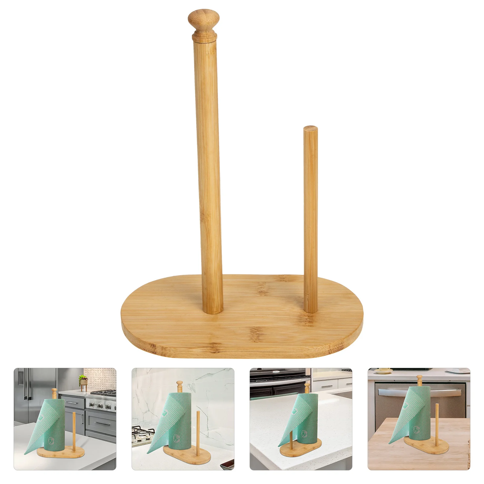 

Bamboo Paper Towel Holder 2-Roll Countertop Stand For Kitchen Bathroom Desktop Tissue Holder Wooden Roll Paper Rack Home