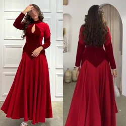 Customized Jiayigong High Quality  Jersey Draped Ruched Evening A-line High Collar Bespoke Occasion Gown Long Sleeve Dresses