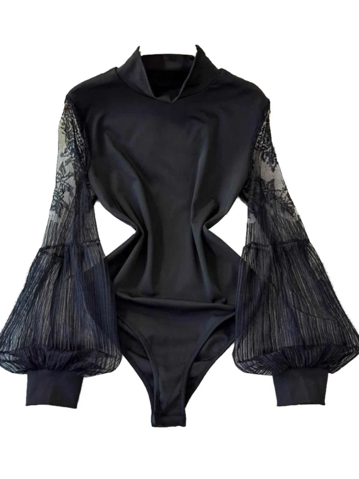 

Spring Summer 2025 Lace Splicing Slimming Faion Lantern Sve Jumpsuit High Waist ort Pants Commute Sle Regular Thin