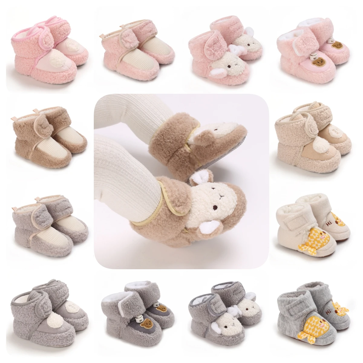 Autumn Winter Boots Baby Girl Boys Winter Warm Shoes Solid Fashion Toddler Fuzzy Balls First Walkers Kid Shoes 0-18M