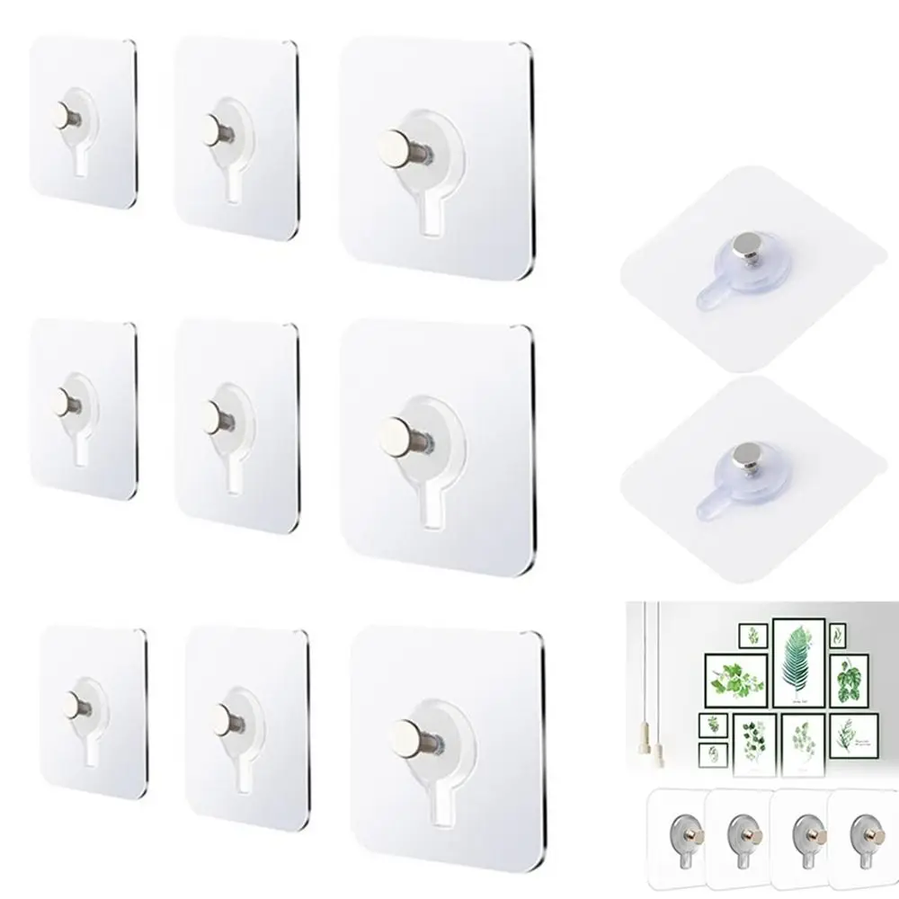 

10Pcs Plastic Wall Screws Hanging Nails Seamless Self-adhesive Adhesive Wall Hook Punch Free Transparent Non Trace Stickers