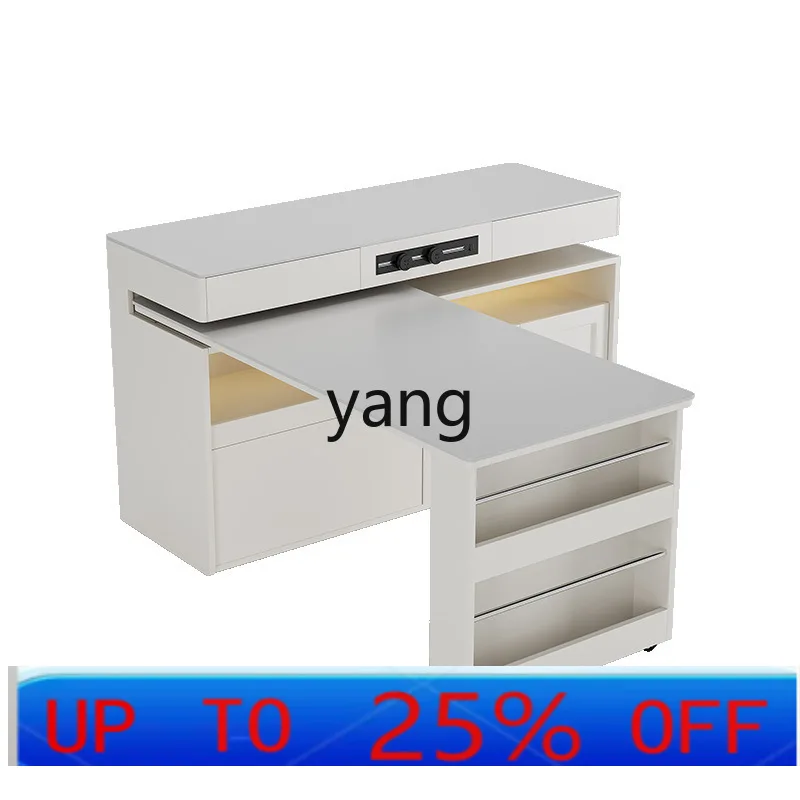 

LTT solid wood bar table integrated household retractable cream wind rock slab multi-functional island dining table