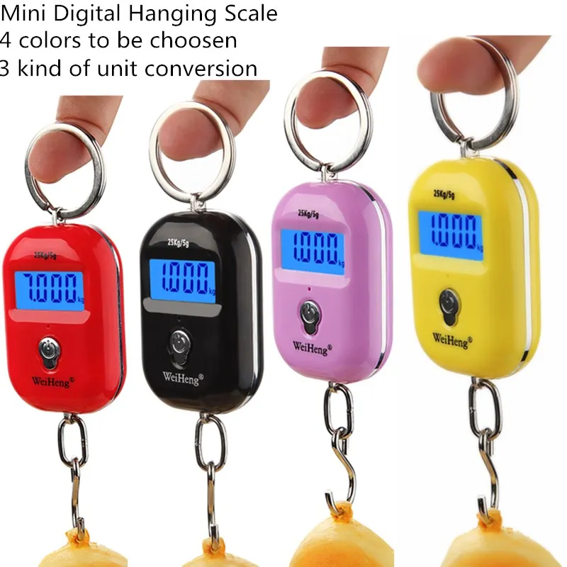 Portable 25Kg 5g Hanging Scale Digital Scale Electronic Fishing Weights Pocket Kitchen Scale BackLight Mini Luggage Travel Scale