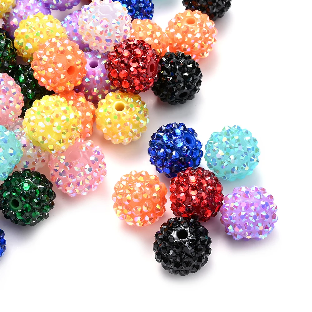 10Pcs 16mm Resin Bayberry Ball Rhinestone Beads Fashion Spacer Beads For Pen Bracelet Jewelry Making Decoration DIY Accessory