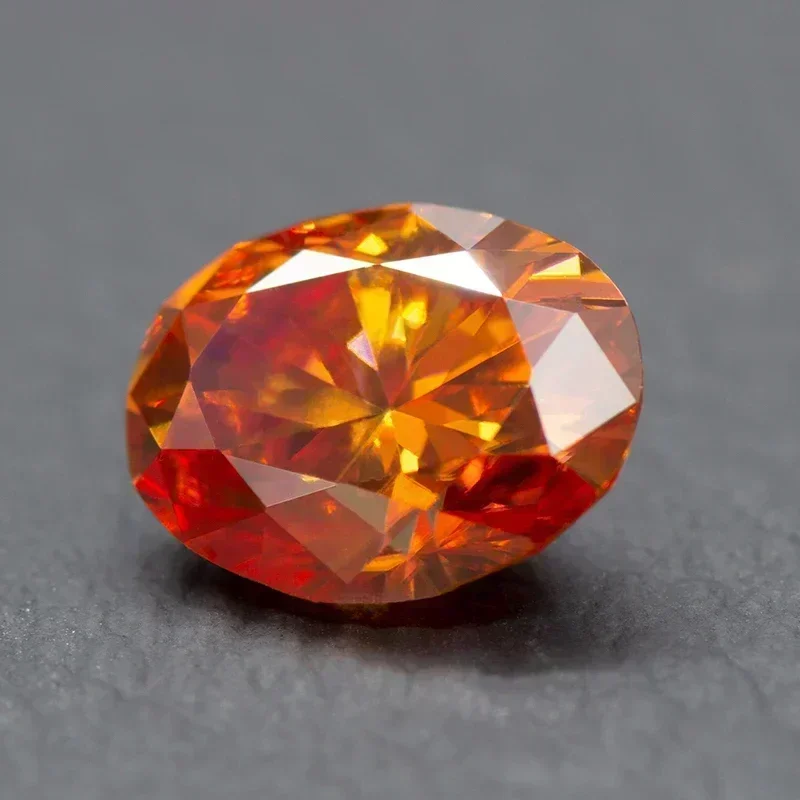 Moissanite corte oval cor laranja vvs1 para contas de amuletos com certificado gra diy jóias fazendo pingente pulseira materiais principais