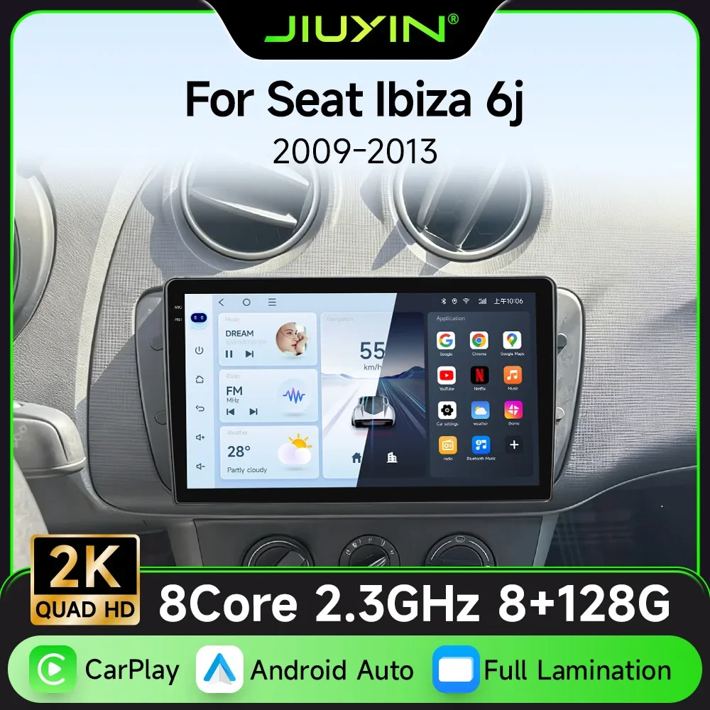 Android 15 Multimedia-Videoplayer für SEAT Ibiza 6J IV 4 2008-2015 Autoradio mit CarPlay Mirror Link DVD QLED