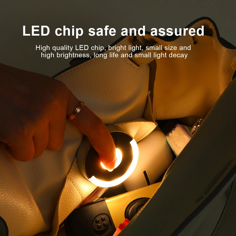 Round Bag Light with Automatic Sensor Illuminate Your Bag Touch Control Bag Lamp Lightweight Compact Purse Light for Women Girls