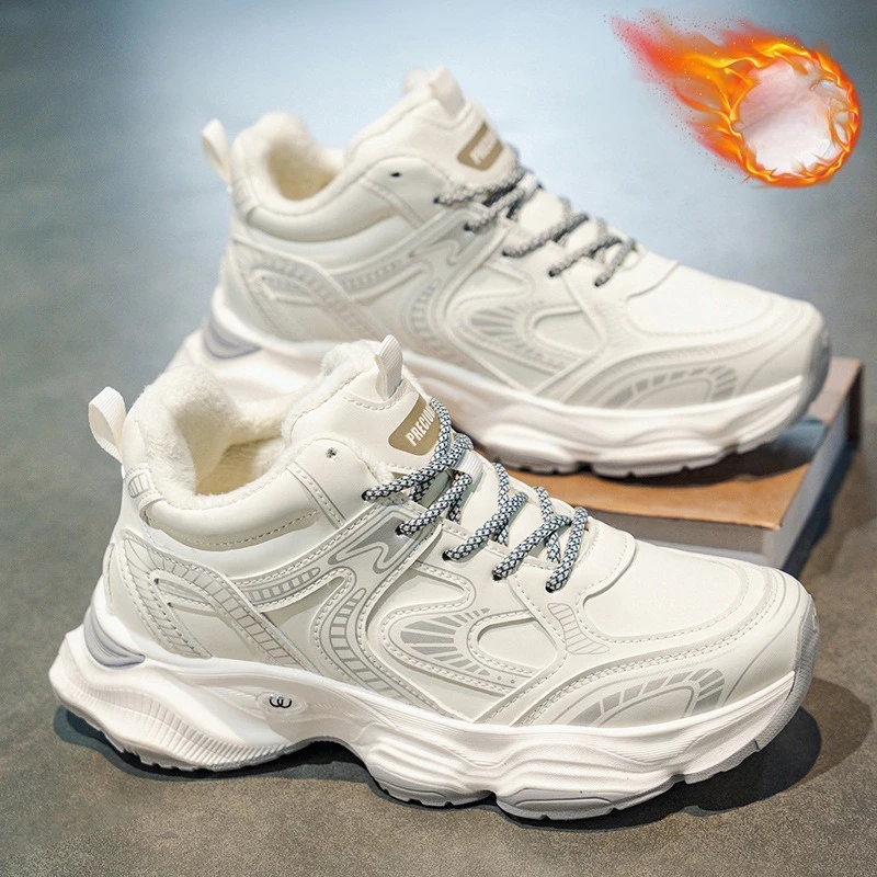 

Men's Thick Soles Fur-Lined Winter Boots High-top Lightweight Sports Casual Shoes Thickened Warm Men's Boots zapatillas hombre