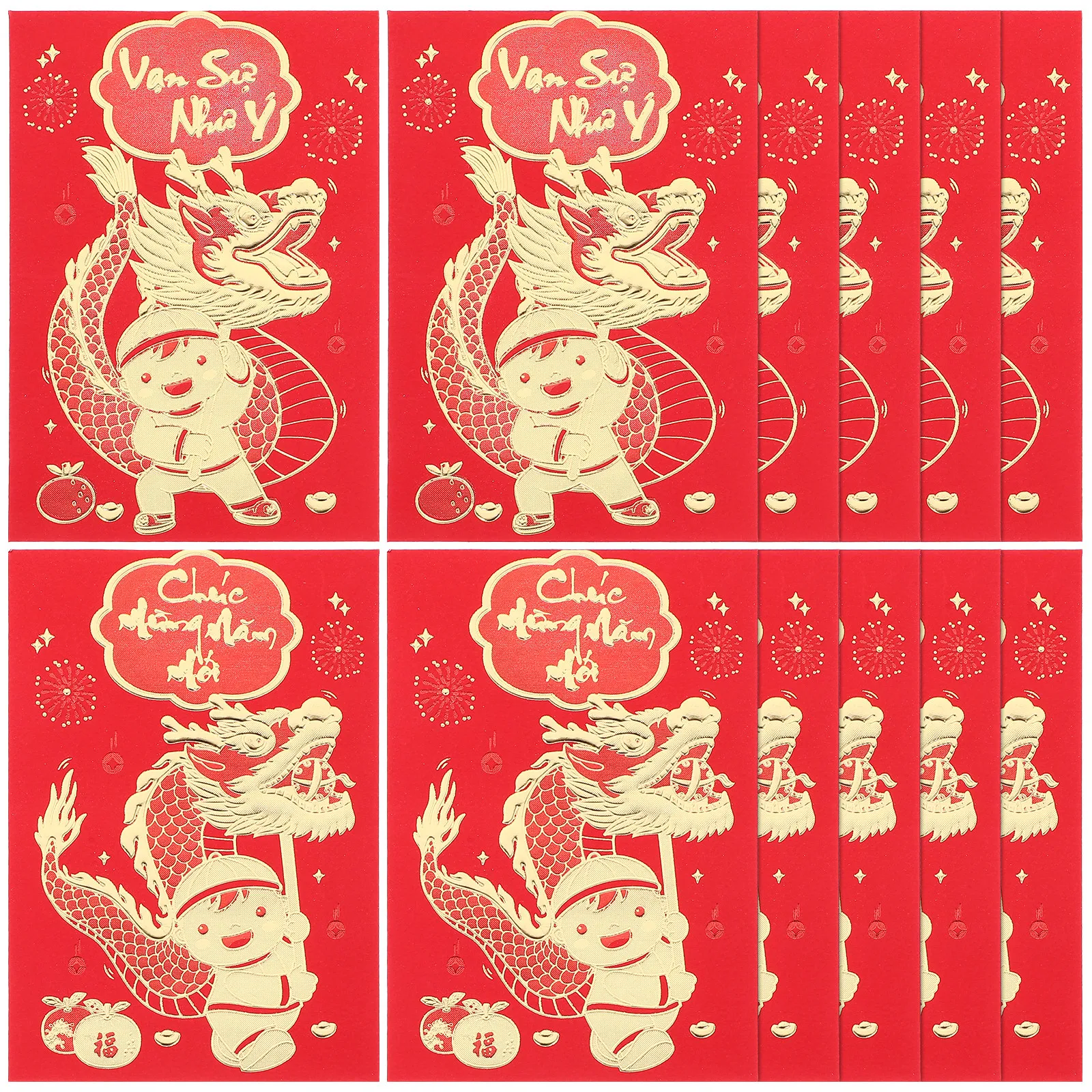 

12 шт. традиционных красных конвертов в китайском стиле для Весеннего фестиваля 2024, Лунного Нового года, декоративный подарок