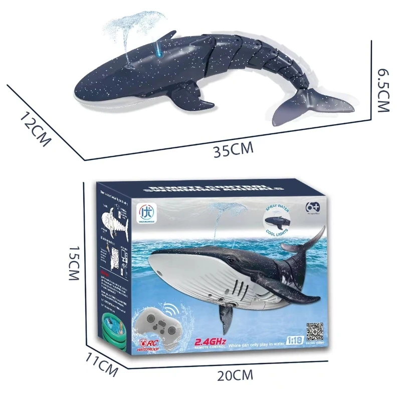 Remote Control Water Spraying Electric Shark Biomimetic Whale Swimming Toy Rc Simulation Whale Model Rechargeable Children\'s Toy