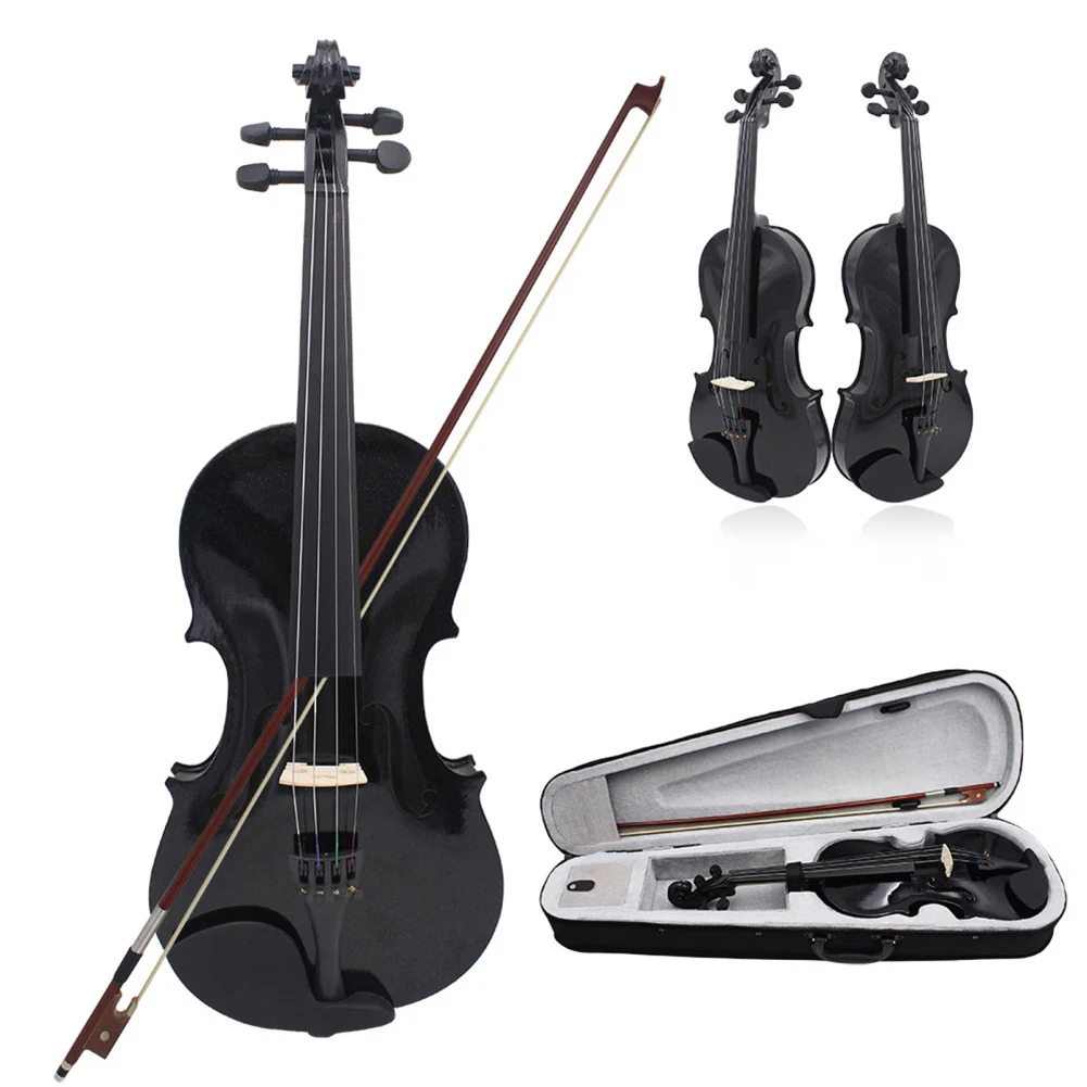 4/4 Full Size Acoustic Violin For Beginners Colored Solid Wood Violin With Carrying Case Stringed Instrument