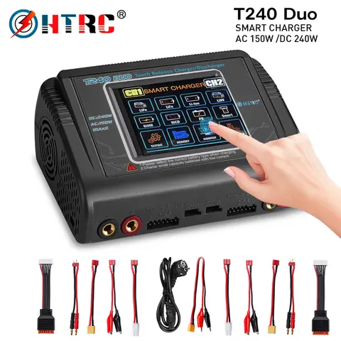 HTRC T240 Dual Channel Battery Charger AC 150W DC 240W for NiMH NiCD LiHV NiCd PB Li-ion Lipo Battery Balance Charge Discharger
