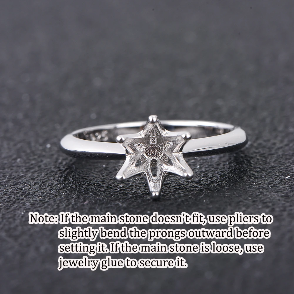 1-3ct Classic Six-Prong Solid Fixed Ring Setting, S925 Sterling Silver Material, Simple DIY Ring Accessory