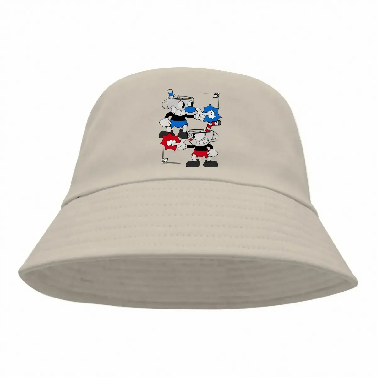 Blue and Red Design Unisex Bucket Hats Cuphead Chalice Game Hip Hop Fishing Sun Cap Fashion Style Designed