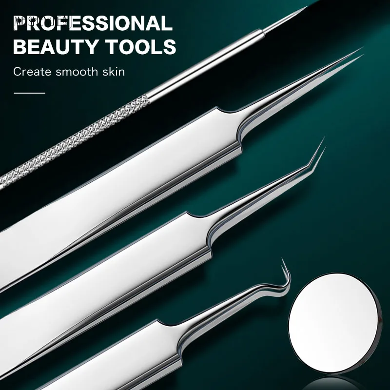 MEISHENJIE 1 Set Professional Tweezers Kit /Acne Remover Needles Face Skin Care Cleaner Removal Beauty Make up Tools