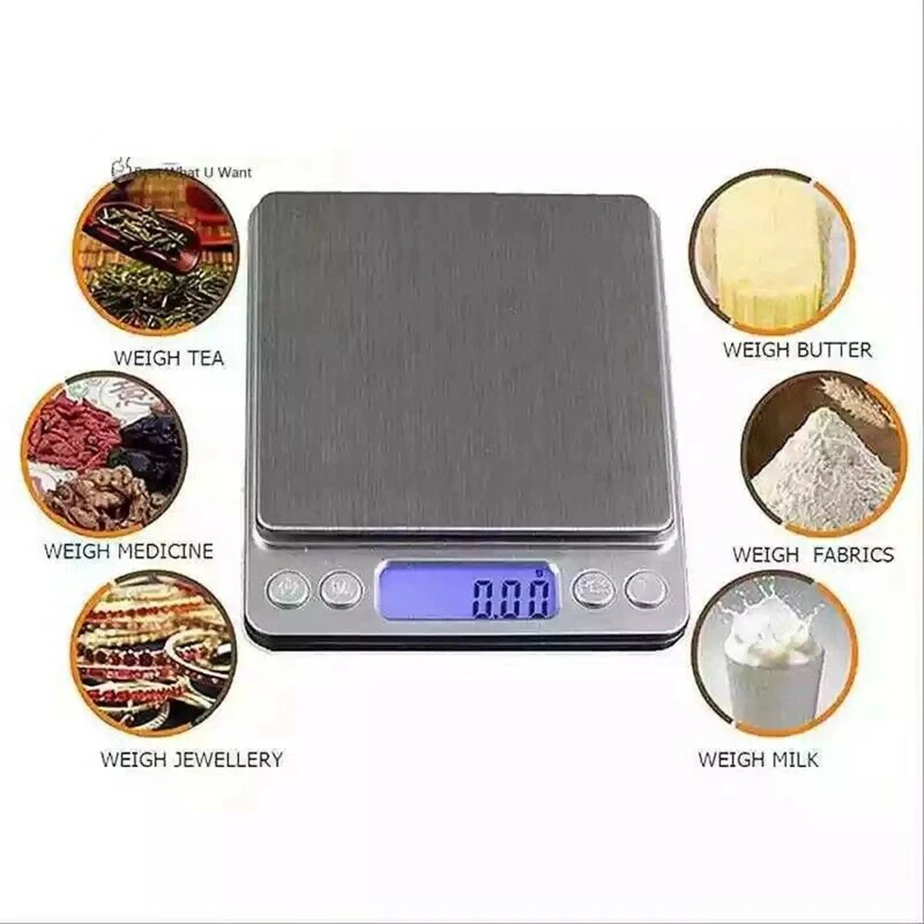 Digital Kitchen Scale 3000g Precision Gram Jewelry Scale Stainless Steel Electronic Balance for Cooking Baking