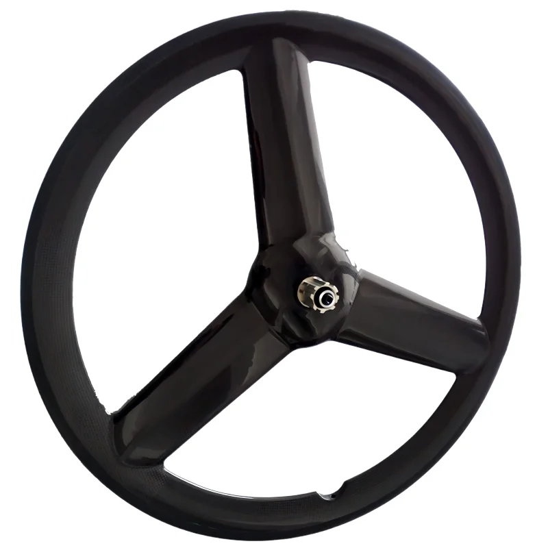 700C Vertical 3 Spokes Carbon Fiber Bicycle Wheel 23mm Width 50mm Depth for Enhanced Riding Experience
