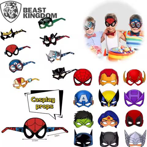 Spiderman Iron Man Batman Captain America Funny glasses creative personality cartoon kids birthday party cosplay props stickers