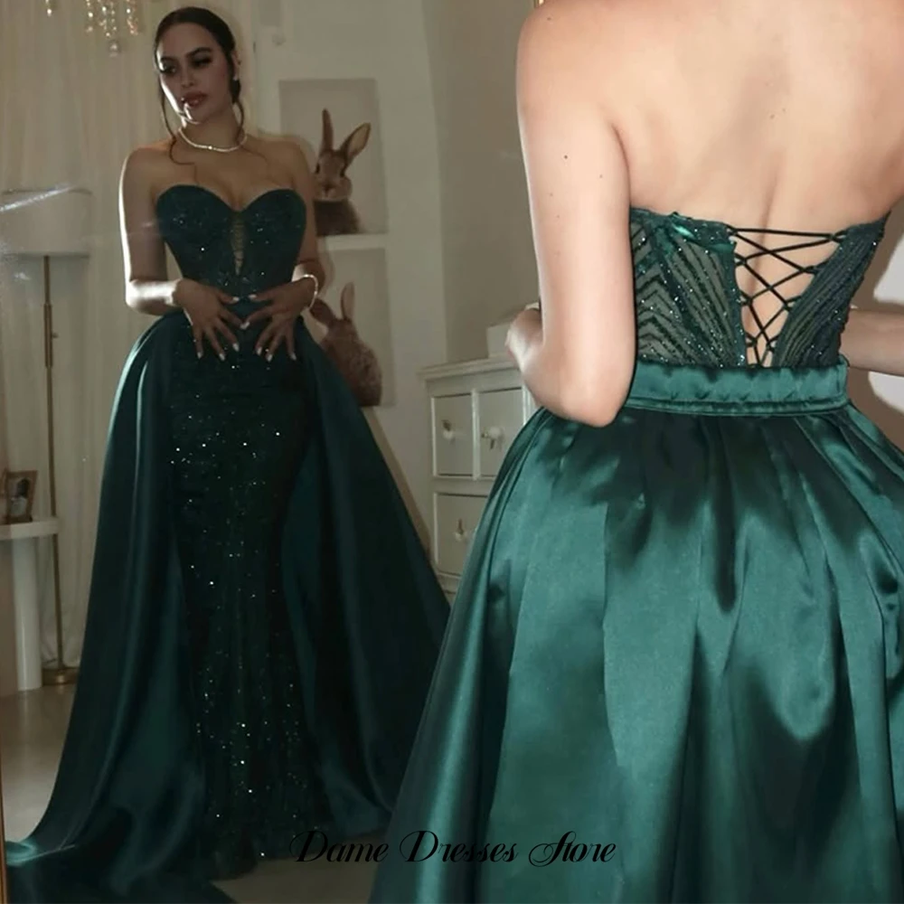 Mermaid Green Evening Dress Elegant Sweetheart Sleeveless Customized Homecoming Dresses Luxury Lace Up Back Celebrity Gowns image 4
