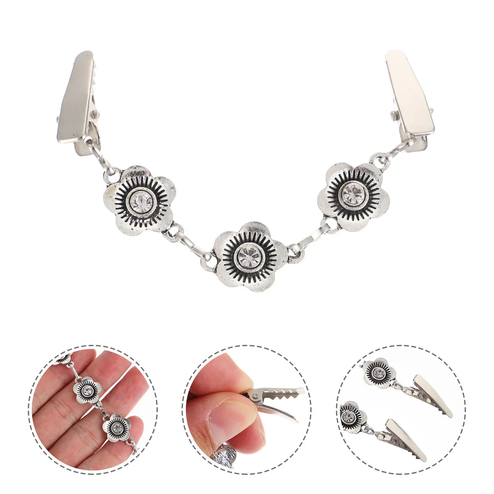 2Pcs Vintage Flower Sweater Clips Zinc Alloy Shawl Pins for Women Elegant Formal Casual Wear Cardigan Dress Shirt Cape