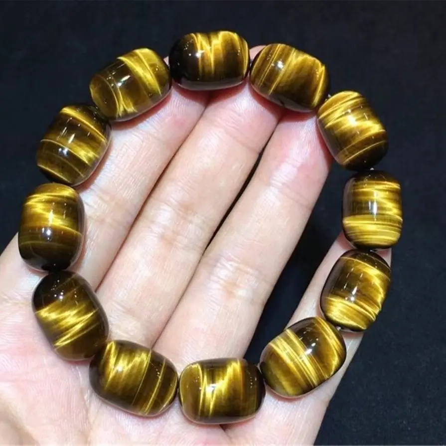 

Natural Yellow Tiger's Eye Bracelet Jewelry For Women Man Wealth Gift Crystal 18x13mm Beads Stone Brazil Gemstone Strands AAAAA