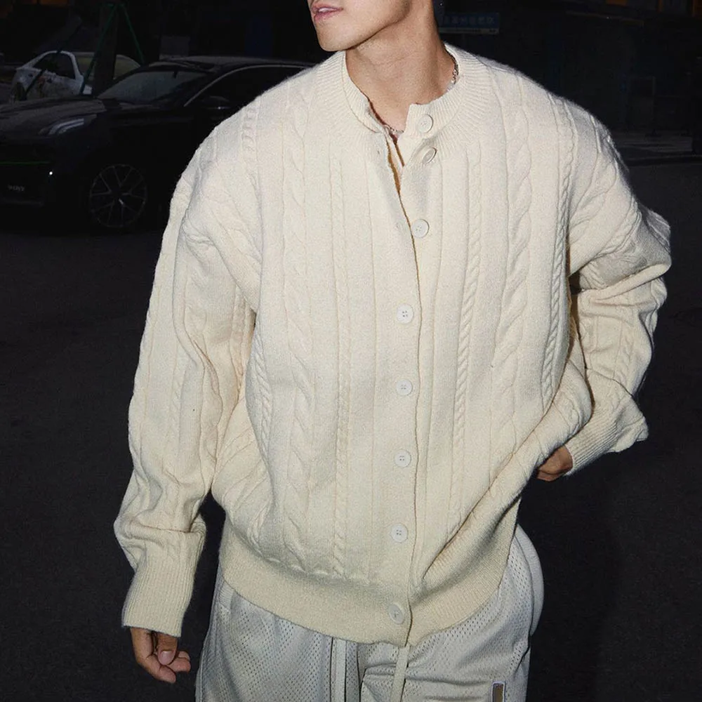 Autumn New Men's Solid Color Long-Sleeved Sweater American Retro Fashion Trend Street Loose Casual Niche Men's Tops 2025