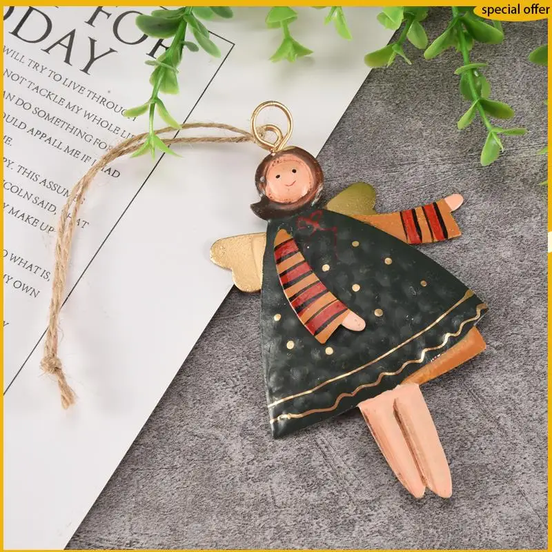 A50I 4 قطعة عيد الميلاد المعادن الرقص الملاك المعلقات تعليق شجرة الكريسماس الحلي شجرة عيد الميلاد دمية زينة للمنزل الطرف #5