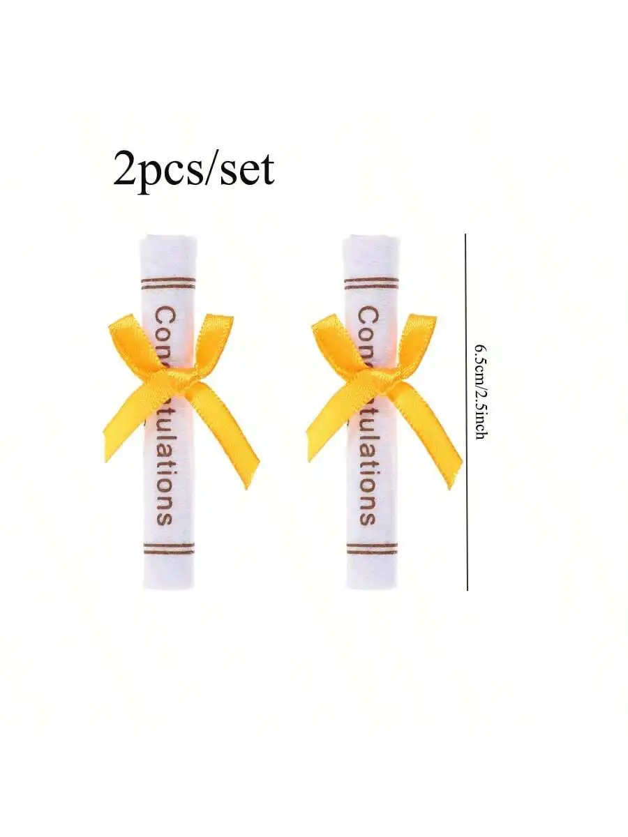 2pcs graduation season decoration mini top hat Mini diploma scroll non-woven hand roll