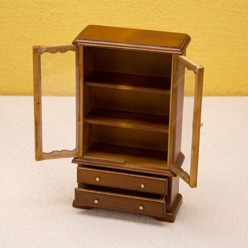 1:12 Dollhouse Miniature Bookcase Showcase Storage Cabinet Locker Model Furniture Accessories For Doll House Home Decor Kids Toy