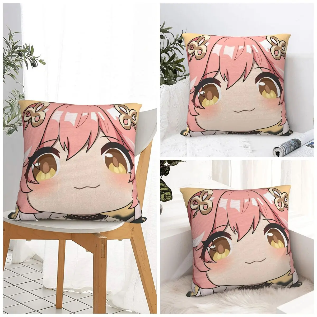 Cute Q Version Wuthering Waves Rinascita Phoebe Zani Pillow Cover Retro Trendy Pillow Case Cover Soft Design Pillowcases Gift