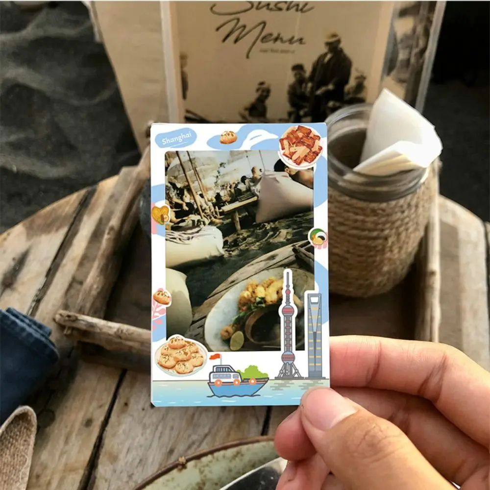 10Pcs/Set PET 3-inch Border Sticker DIY Creative Photo Paper Decoration City Landmark Postcard Decor for /Fujifilm