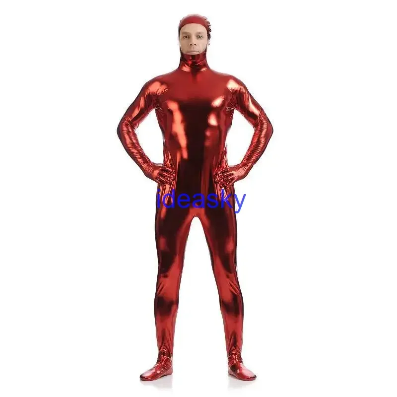 

dd54Sexy Open Face Metallic Bodysuit Shiny Catsuit Zentai Body Suit Jumpsuit Cosplay Costume Party Wet Look One Piece Unitard