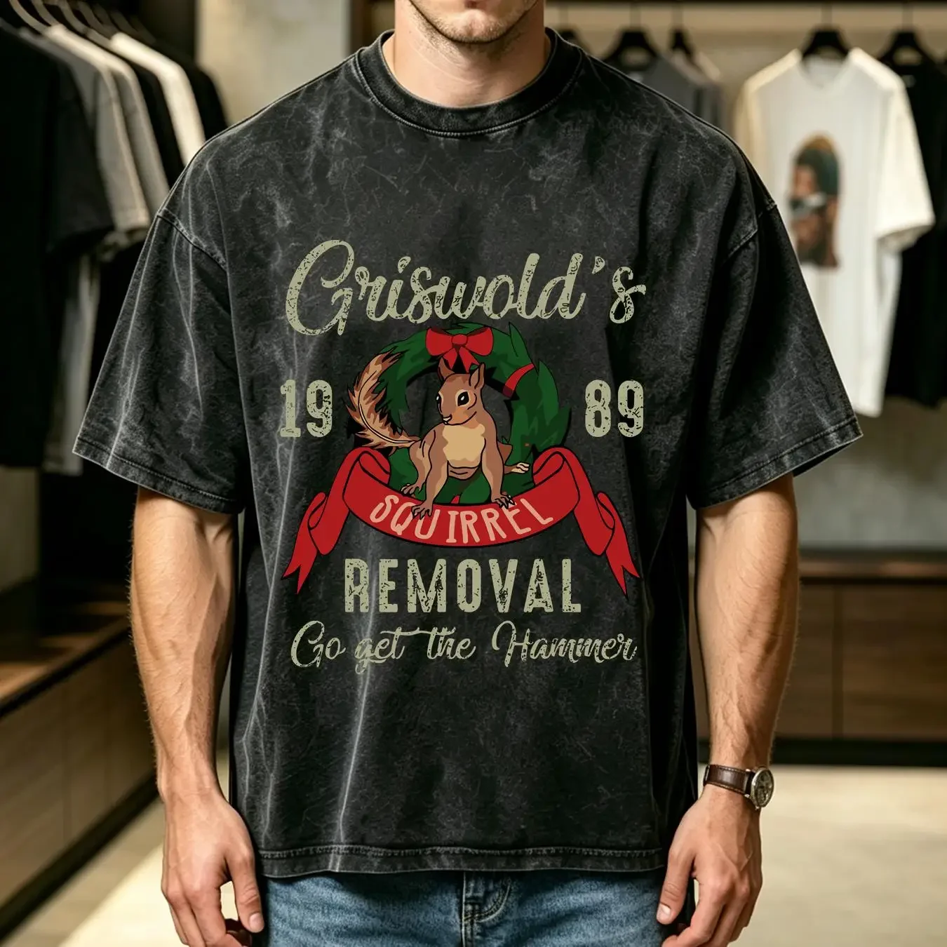 washed T Shirt Griswold's Squirrel Removal Funny Christmas Vacation Retro Griswold Xmas long or short sleeves vintage Washed