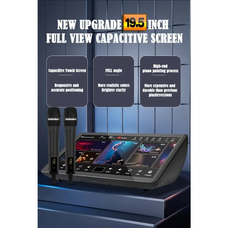 

2025 InAndOn Latest 19.5 5in1 4T Professional Portable Karaoke Player Durable Using Karaoke Machine Home Theater KTV System