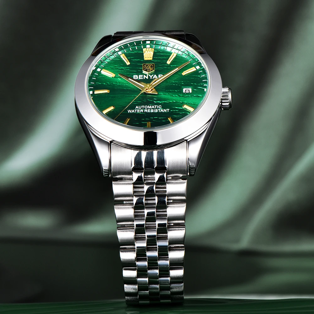 Benyar 2025 New 40Mm Dial Men's Automatic Mechanical Watch 316L Stainless Steel Simple 5Bar Waterproof Watch