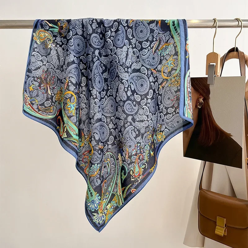 

Модные шарфы-банданы для женщин с цветочным принтом, платки, хиджабы, женские роскошные хлопковые повязки на голову, мягкие шарфы для шеи, 70 см