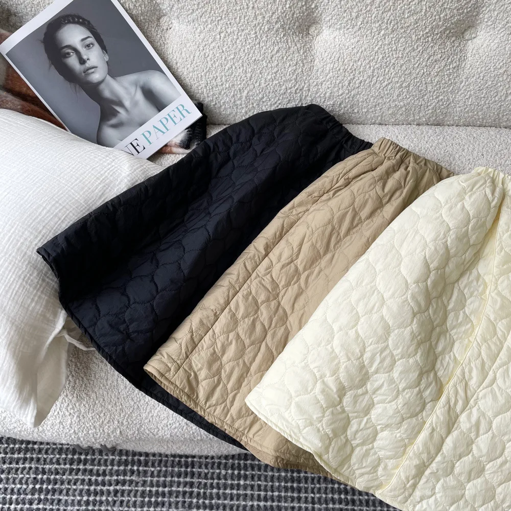 

2025 Winter Kids Babys Girls Skirt Plus Velvet Quilted Padded Children Girls Skirts Solid Elastic Waist Toddler Girls Warm Skirt