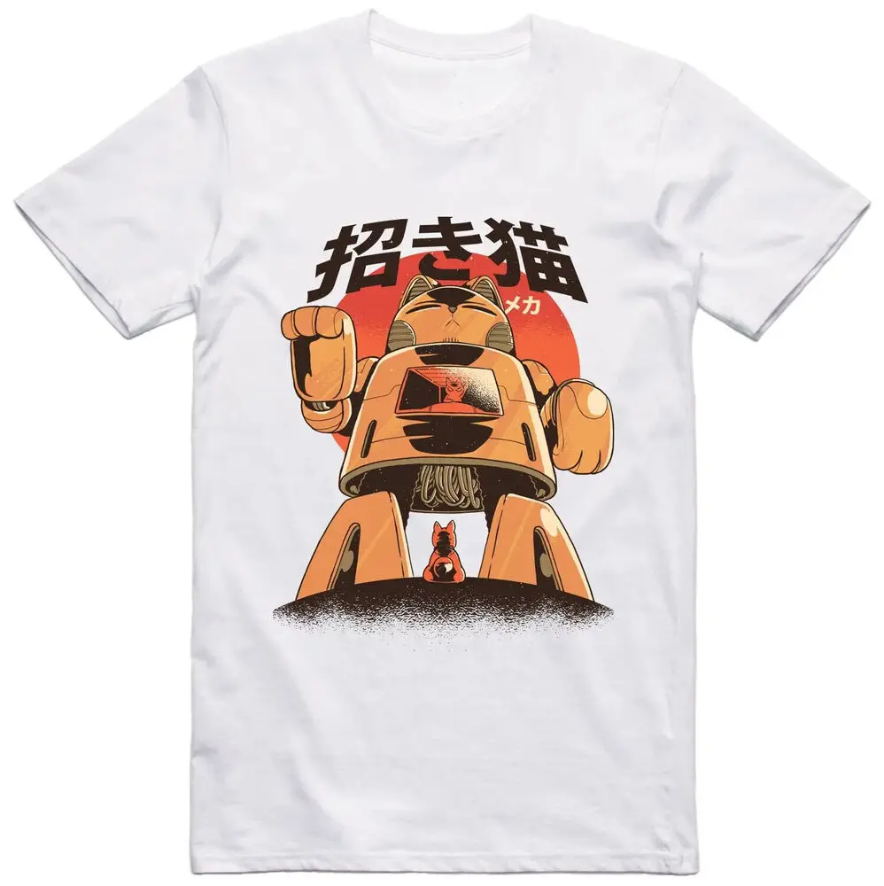 Anime Manga T-Shirt Meowbot Cat Robot Regular Fit Tee Anime Graphic T-shirts Y2K Tops Unisex Summer Short Sleeve