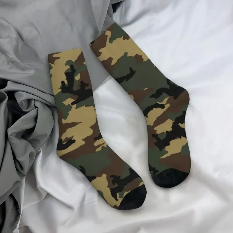 Original Woodland Camo uomo donna moda Crew Socks Funny Military Army Camouflage primavera estate autunno inverno Crazy Dress Socks