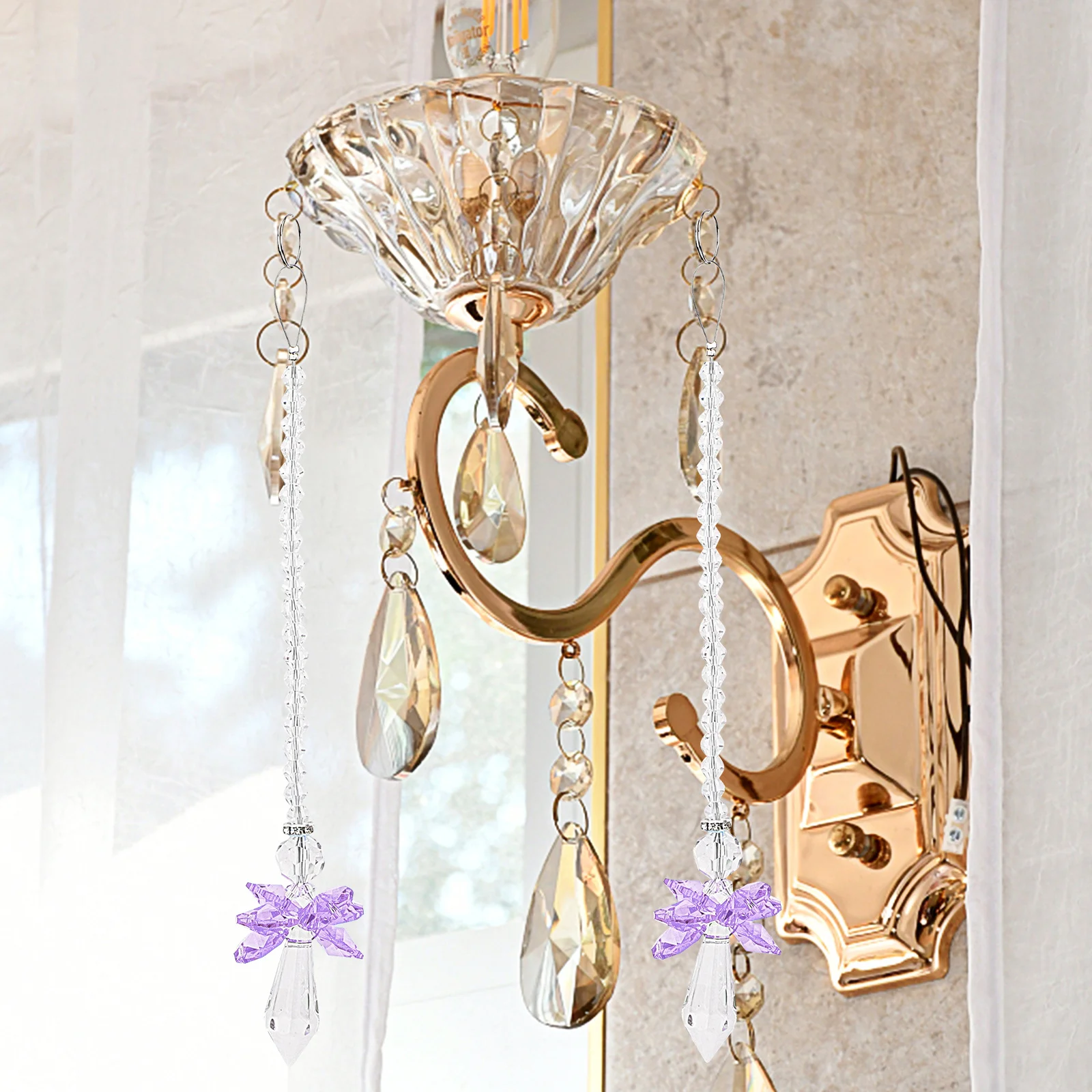 

2 Pcs Crystal Pendant Lighting Sun Catcher Chic Catchers Window Rainbow Maker Air Car Hanging