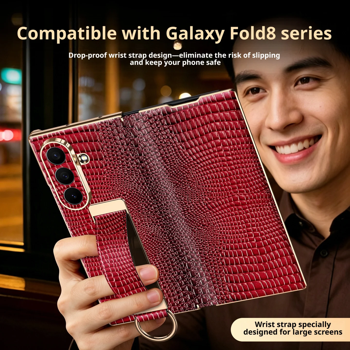 Wristband Ring Case For Samsung Galaxy Z Fold8 Ultra/Fold 8 Ultra/W26 Luxury Genuine Leather Magnetic Flip Full Protection Cover