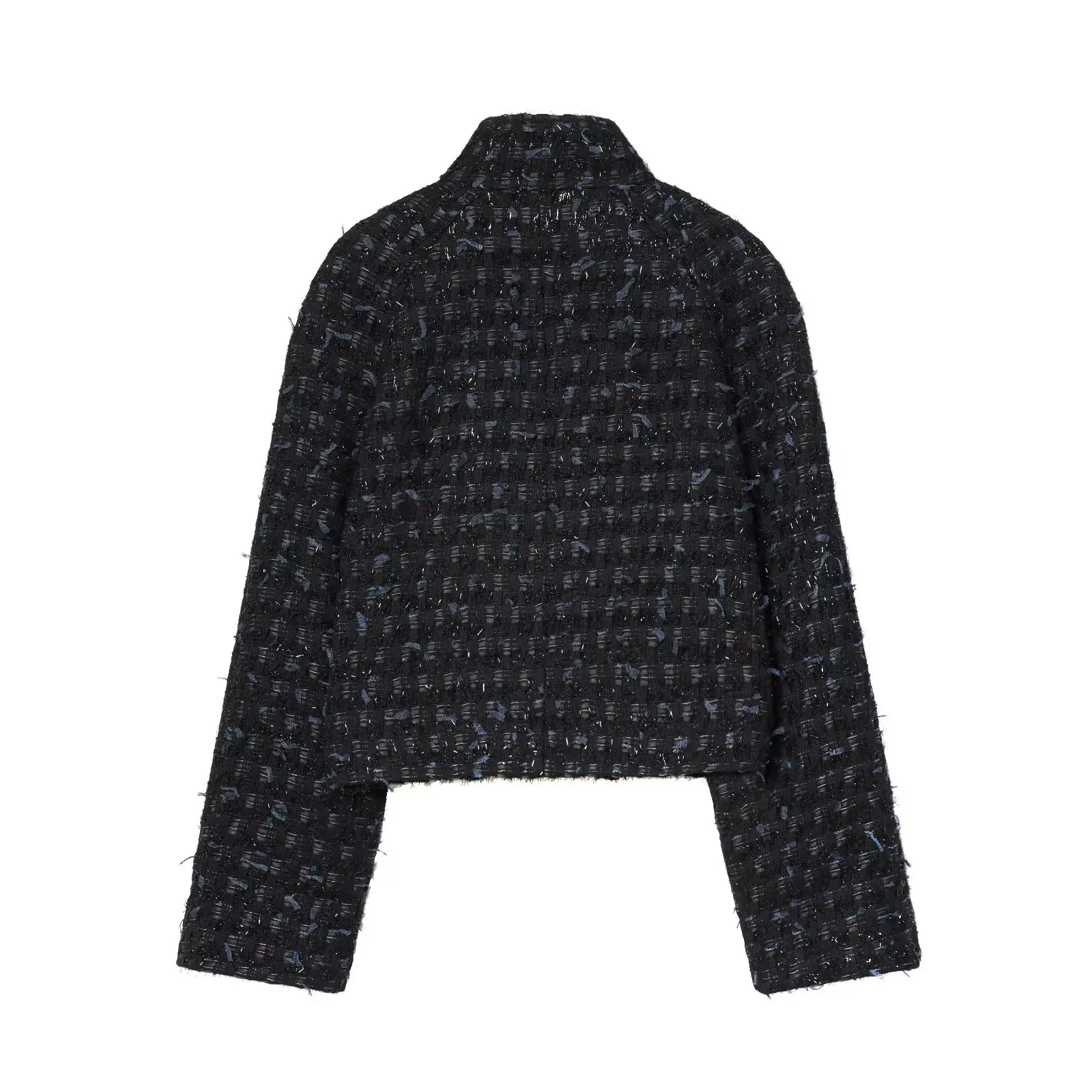 BSAY メタルカラーライン構造ダブルブレストジャケット女性のためのファッション冬の新しい長袖ショートコートシックなレディーストップス