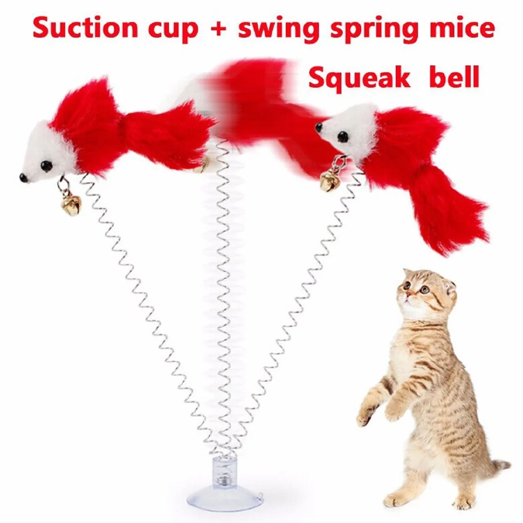 Cat toys colored suction cups spring bells pet toys cat supplies self entertainment cat teasing